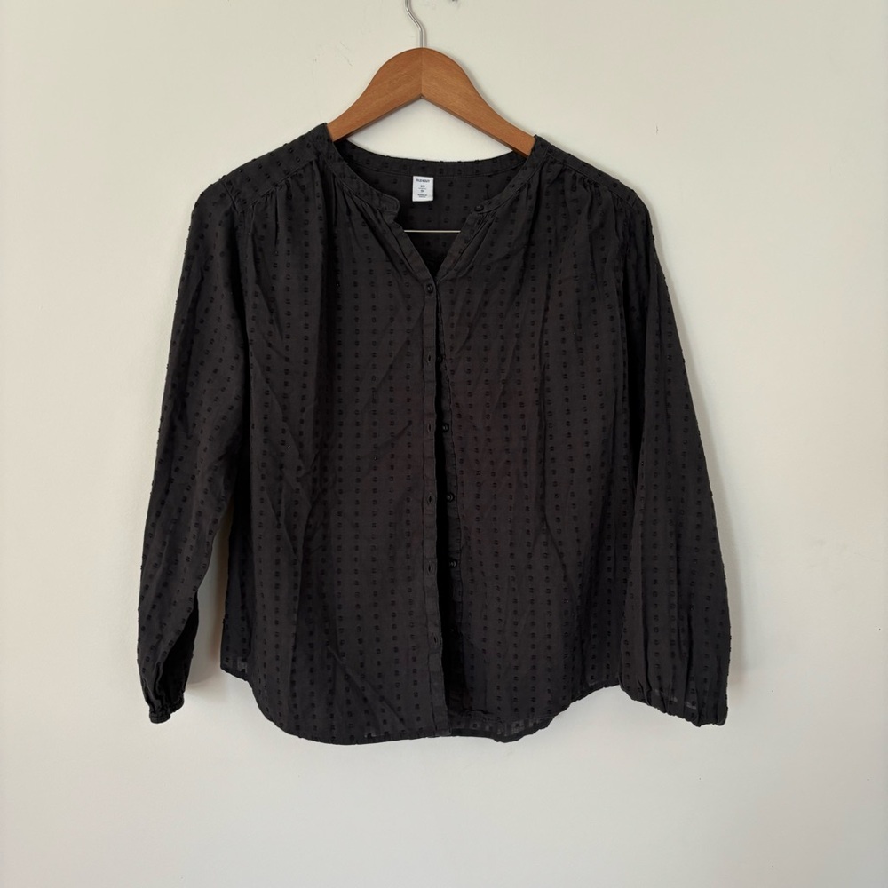 Old Navy Black Swiss dot Textured Blouse 100% cotton size XS